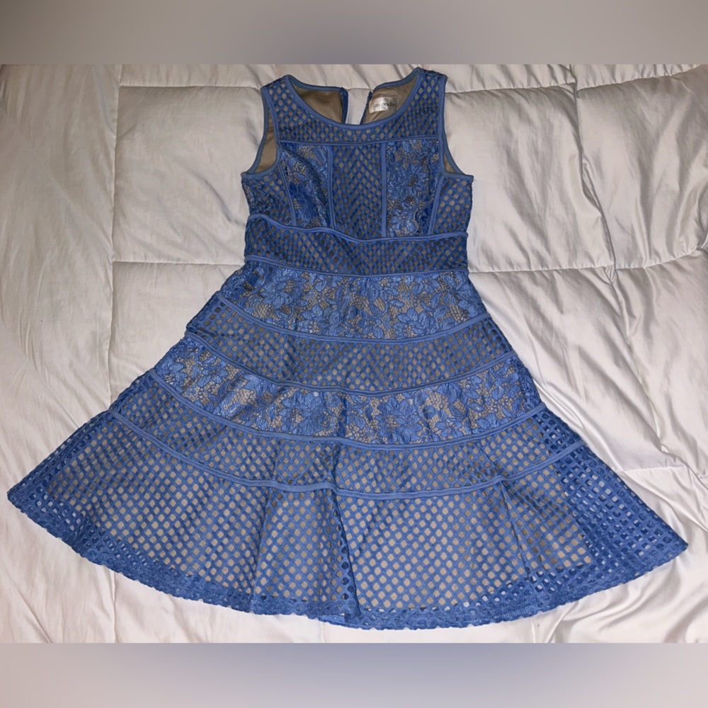 Lavender Formal Lace Sleeveless Blue Dress Kids Small